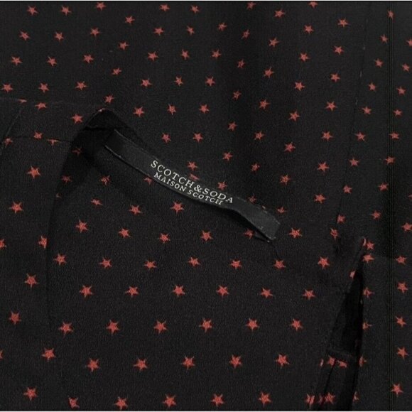 Scotch & Soda Black and Red Novelty Star Print Fit and Flare Dress Size S - Picture 3 of 6